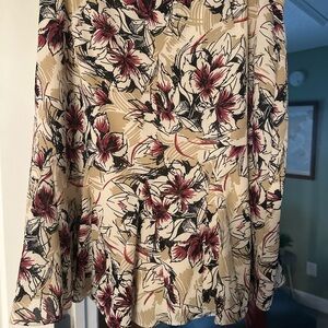 Axcess Cream Skirt with Red and Black Floral Design